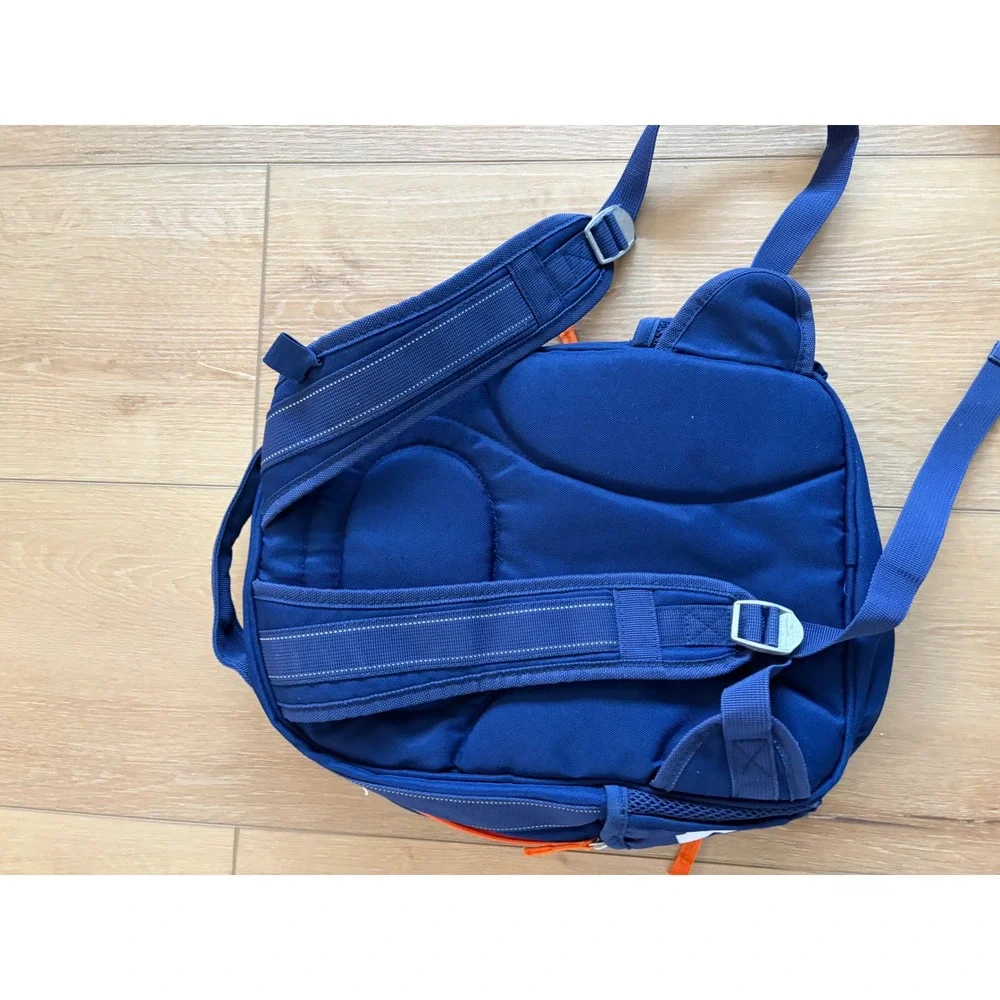 Pottery Barn Kids Backpack Navy Blue‎ White Striped Orange Wes Embroidered mini